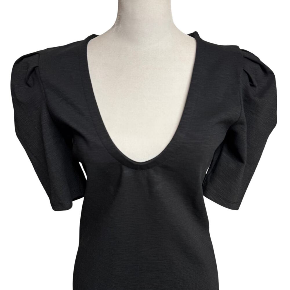 Free People Ellery Puff Sleeve Blouse NWT Black M - Picture 4 of 12
